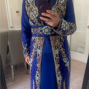 Elegant Blue Embellished Dress
